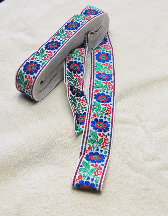 (No. 9) 1 meter fabric ribbon, embroidered