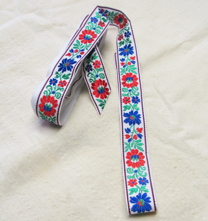 (No.13) 1 meter fabric ribbon embroidered